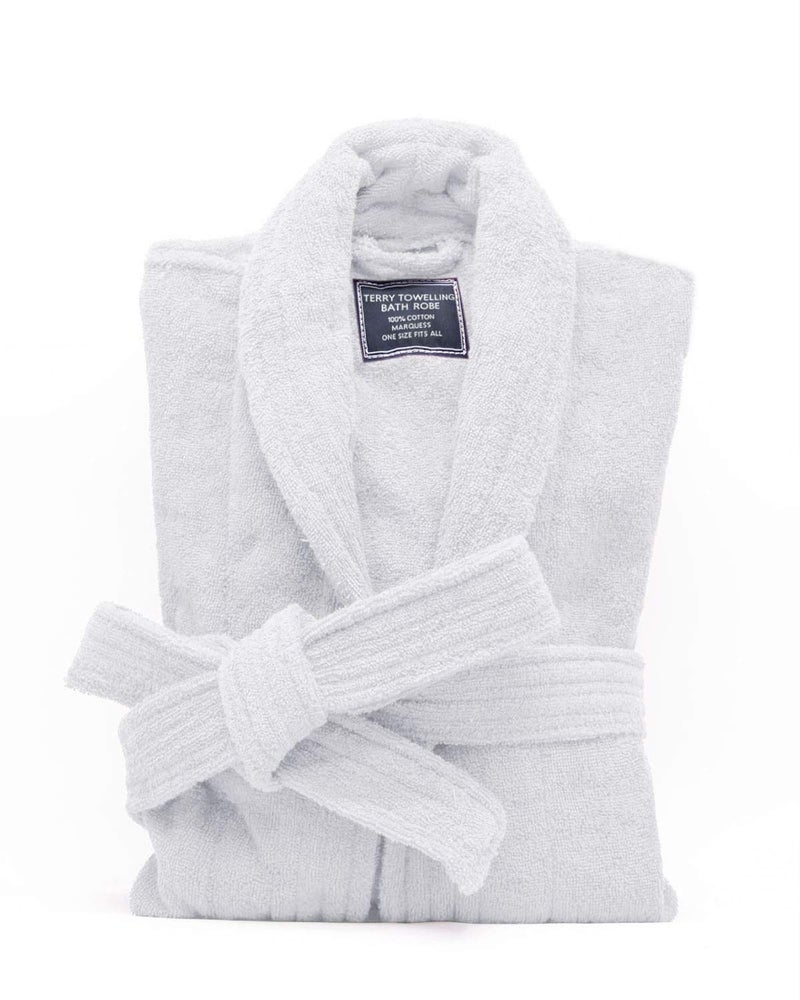 Marquess All-Cotton Bathrobe Thick Plush Cloth Housecoat Terry Toweling, Sweat Steaming Clothes Comfortable & Warm (White) - Image 1